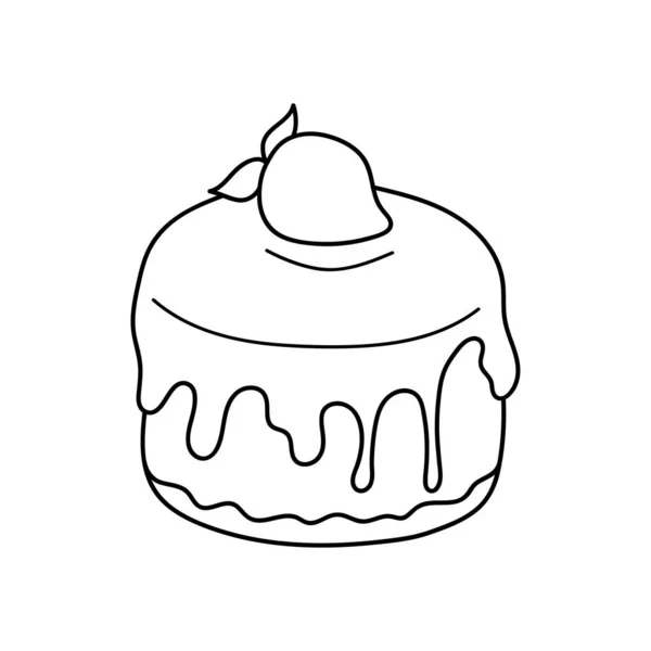 Joli Gâteau Aux Gribouilles Élément Esquisse Design Pour Menu Café — Image vectorielle