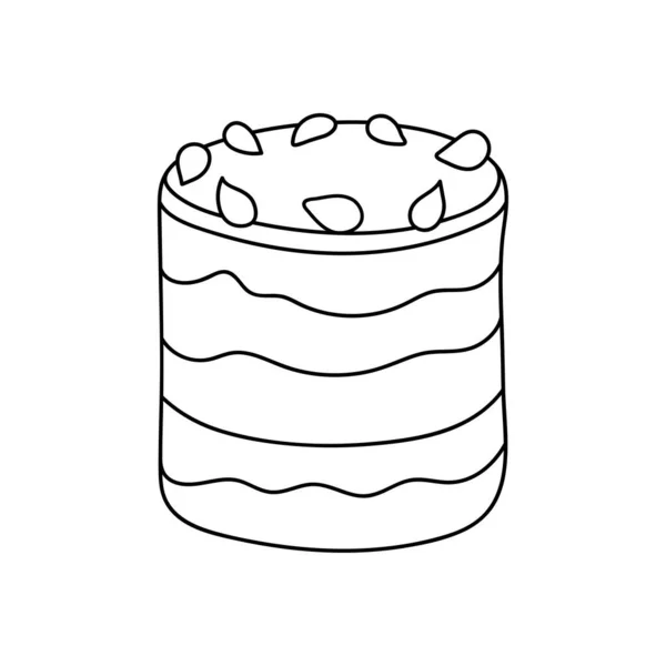 Довольно Каракули Торт Дизайн Эскиз Элемента Меню Кафе Бистро Ресторан — стоковый вектор