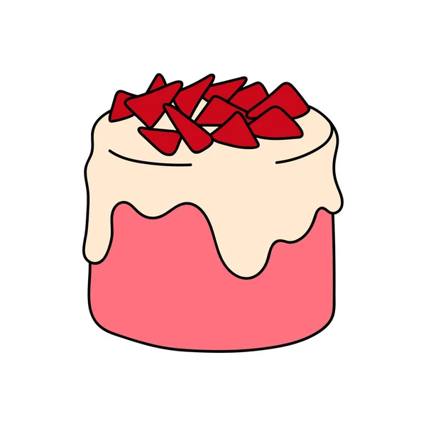 Pretty Doodle Cake Design Sketch Element Menu Cafe Bistro Restaurant — Stock Vector