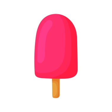 Çizgi film sevimli dondurma. Menü kafe, bistro, gelateria, restoran, etiket ve ambalaj için tasarım elemanı. Vektör izole edilmiş renkli resimleme.