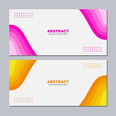 Beyaz, yeşil, menekşe, turuncu, gri, sarı, kırmızı, kahverengi ve pembe renkte soyut arkaplan çizimi vektörü. Pankart, sosyal medya şablonu, poster ve el ilanı şablonu için kullanılabilir, vs.