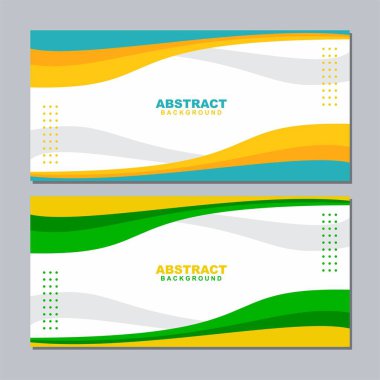 Beyaz, yeşil, menekşe, turuncu, gri, sarı, kırmızı, kahverengi ve pembe renkte soyut arkaplan çizimi vektörü. Pankart, sosyal medya şablonu, poster ve el ilanı şablonu için kullanılabilir, vs.