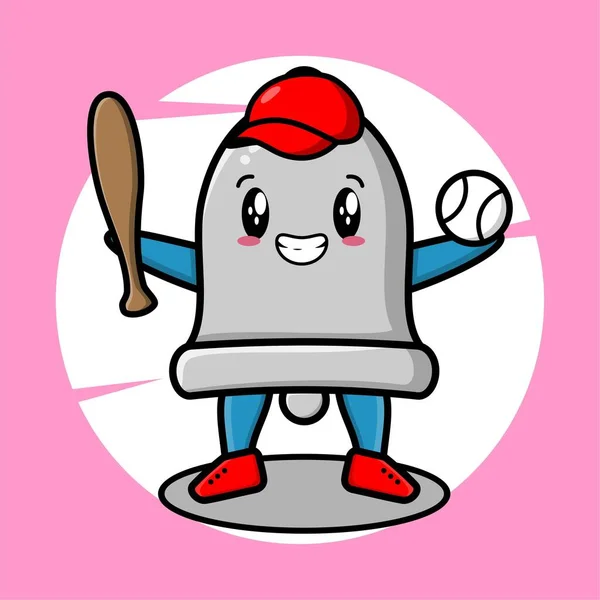Mascote Sino Desenhos Animados Jogando Beisebol Design Elegante Bonito Para — Vetor de Stock