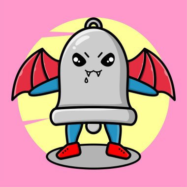 Tişört, çıkartma, logo unsuru, poster elemanı için şirin kanatlı Dracula karakteri.