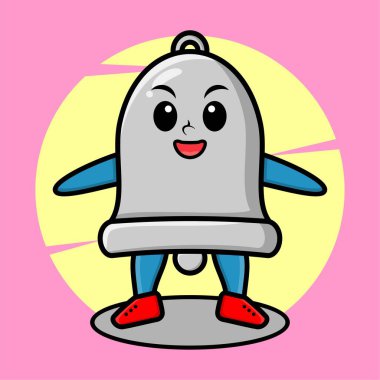 Tişört, etiket, logo, poster ögesi için şirin bir tarz tasarımı ile mutlu ifadeli çizgi film karakteri