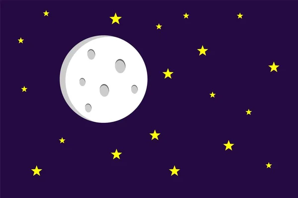 Lapos Stílusú Illusztráció Hold Csillagok Felhők Háttér Design Használni Banner — Stock Vector