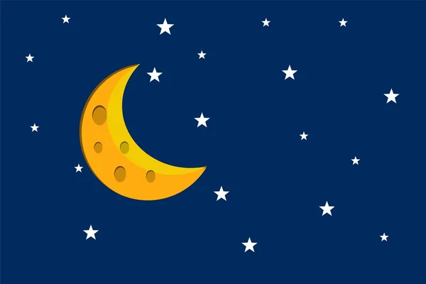 Ilustración Estilo Plano Estrellas Luna Nubes Diseño Fondo Bueno Usar — Archivo Imágenes Vectoriales