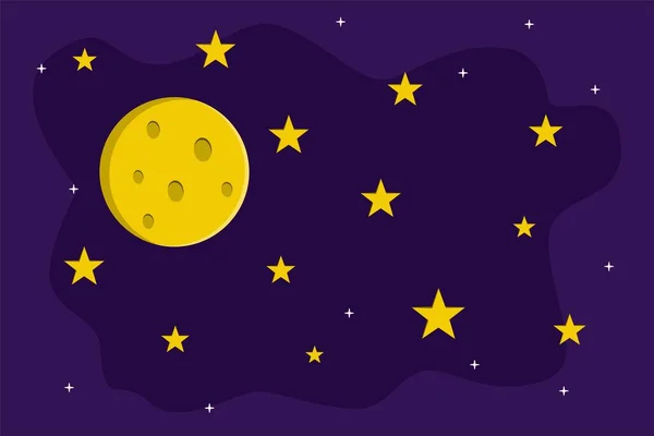 Design Fundo Lua Estrelas Ilustração Estilo Plano Bom Para Usar — Vetor de Stock