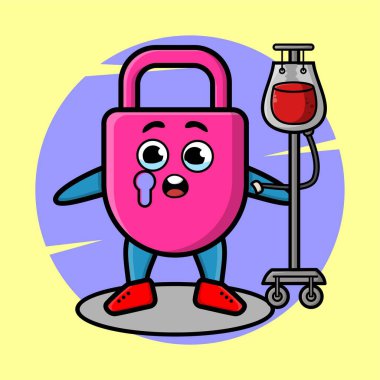 Tişört, çıkartma, logo elementleri için şirin bir stil tasarımı ile kan nakli yaptırmanın çizgi film çizimi