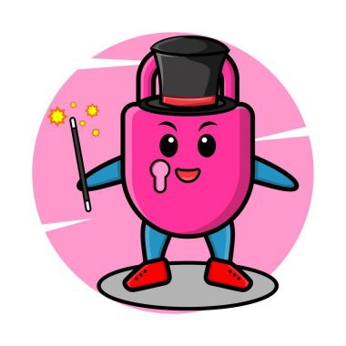 Tişört, çıkartma ve logo için muhteşem bir akıllı çizgi film sihirbazı kilit tasarımı