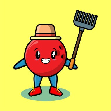 Şirin bir çizgi film. Tarım işçisi bovling topu. Yaba yabası vektör görüntüsü.