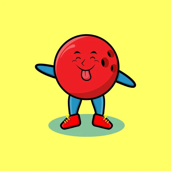 Cute Cartoon Mascot Character Bowling Ball Flashy Expression Cute Style — Stock Vector