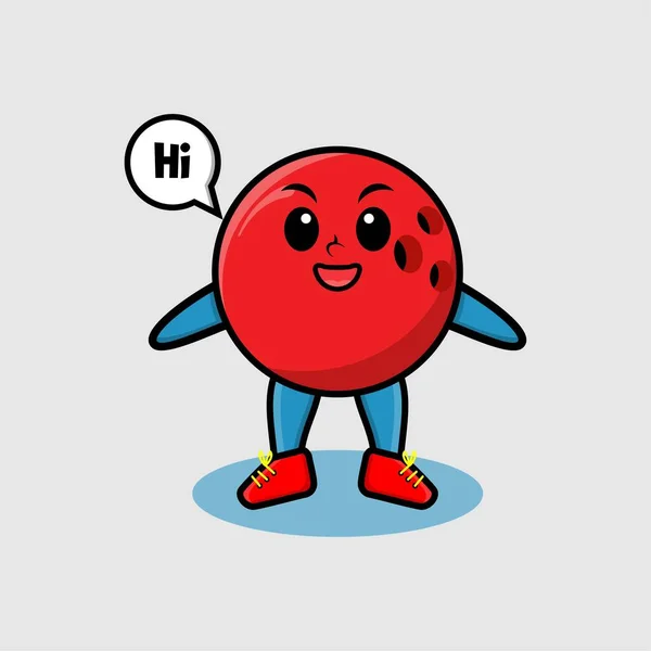 Cute Cartoon Bowling Ball Character Happy Expression Modern Style Design — Vettoriale Stock