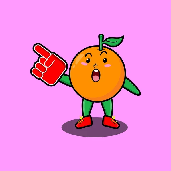 Симпатичный Мультяшный Апельсин Пеной Перчаткой Современном Дизайне Футболки Стикера Элемента — стоковый вектор