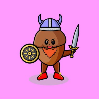 Şirin çizgi film karakteri şapkalı, kılıç tutan ve kalkan tutan bir korsan.