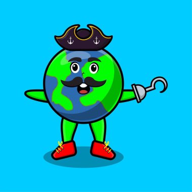 Sevimli karikatür korsan dünyası 3 boyutlu modern stil dizaynlı kanca elli