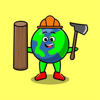 Marangoz karakteri olarak şirin bir karikatür. Baltası ve tahtası 3 boyutlu modern tarz tasarımı var.