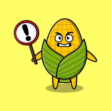 Sevimli çizgi film çizimi mısır ünlem işareti tahta vektör resmi sevimli modern tarz tasarımı