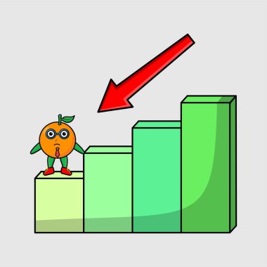 Çizgi film stili tasarımı olan turuncu sevimli iş adamı maskotu karakteri