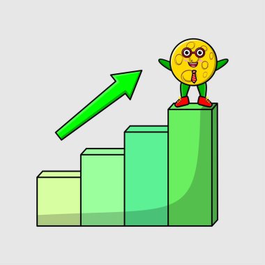 Enflasyon çizelgesi tasarımlı Ay güzeli iş adamı maskot karakteri