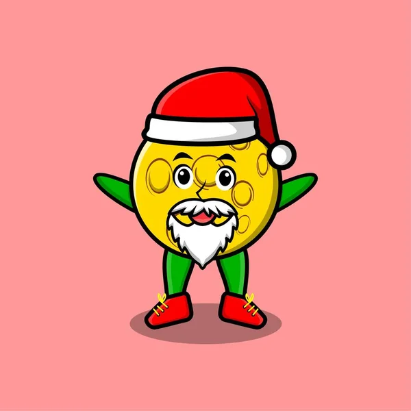Χαριτωμένο Χαρακτήρα Μασκότ Κινουμένων Σχεδίων Σελήνη Santa Claus Χαρακτήρα Χριστούγεννα — Διανυσματικό Αρχείο