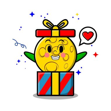 Çizgi film yüz vektör çizimlerinin farklı ifadeleriyle sevimli kawaii ay çizgi film karakteri