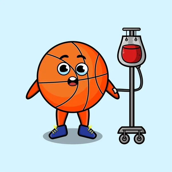 Roztomilé Kreslené Ilustrace Basketbalu Krevní Transfúzí Roztomilým Moderním Stylem Ponížení — Stockový vektor