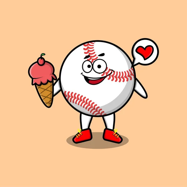 Bonito Kawaii Beisebol Bola Personagem Desenho Animado Com Diferentes Expressões —  Vetores de Stock