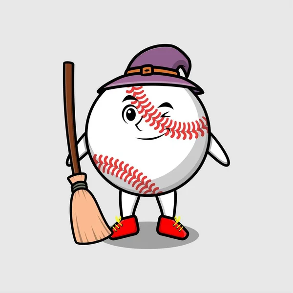 Bonito Kawaii Beisebol Bola Personagem Desenho Animado Com Diferentes Expressões —  Vetores de Stock