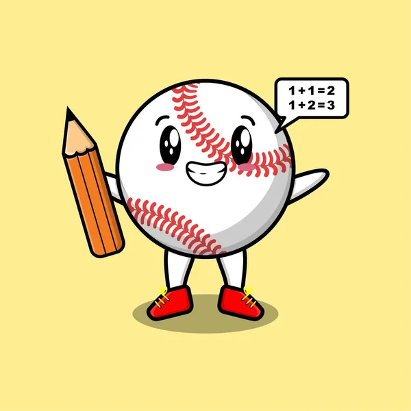 Cute Kawaii Baseball Ball Postać Kreskówek Różnych Wyrazów Kreskówek Twarz — Wektor stockowy