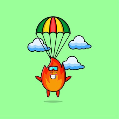 kawaii çizgi film karakterini farklı yüz çizimleri ile ateşler.