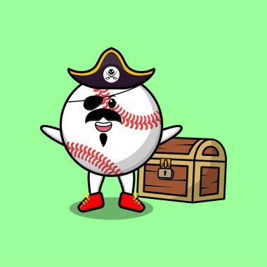 Kawaii beyzbol topu çizgi film karakterini çizgi film yüz çizimlerinin farklı ifadeleriyle ayarla