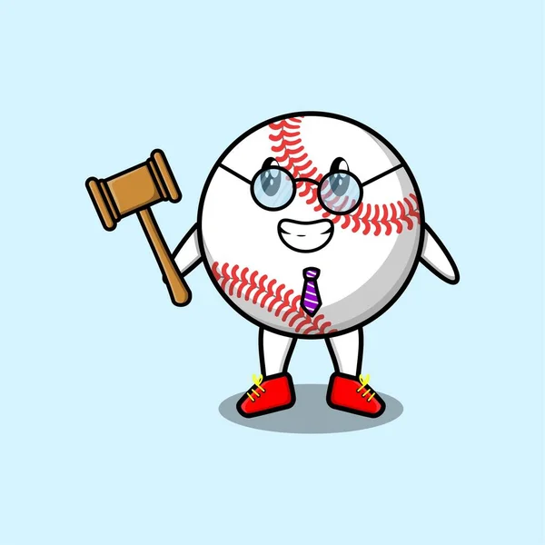 Bonito Mascote Desenho Animado Personagem Sábio Juiz Beisebol Usando Óculos —  Vetores de Stock