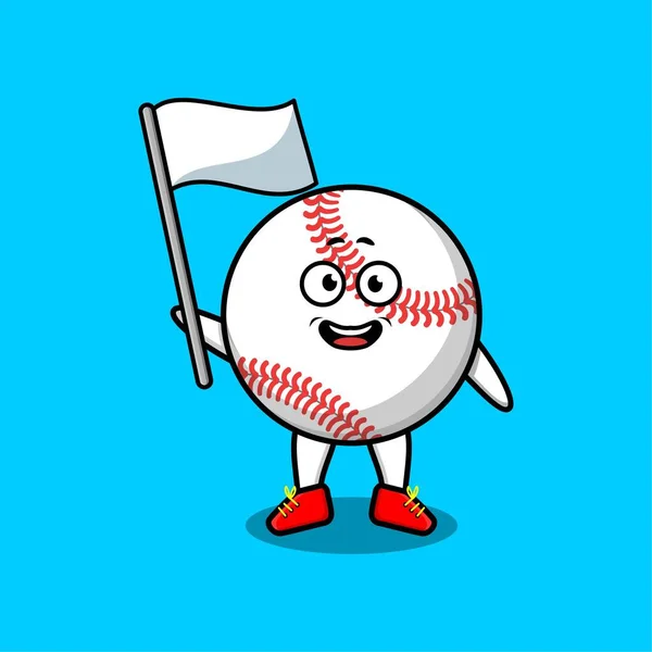 Definir Personagem Desenho Animado Bola Beisebol Kawaii Com Diferentes Expressões —  Vetores de Stock