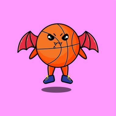 Sevimli maskot çizgi filmi Basketbol karakteri kanatlı drakula