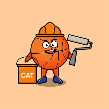 Hoş bir çizgi film basketbolu, üç boyutlu modern stil tasarımı olan bir yapıcı karakter çizimi.