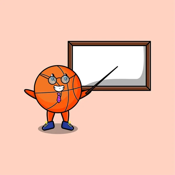 Niedlichen Kawaii Basketball Cartoon Charakter Mit Verschiedenen Ausdrucksformen Der Cartoon — Stockvektor