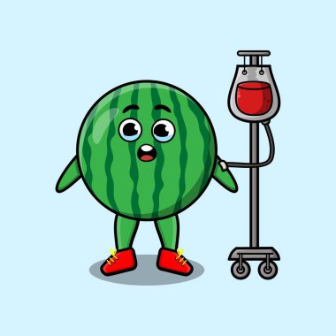 Şirin bir karpuz çizimi, tatlı modern tarzla kan nakli yaptırıyor.