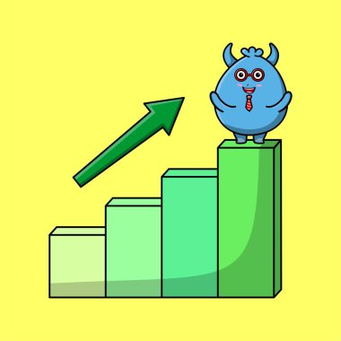 Goblin canavarı, enflasyon çizelgesi tasarımlı sevimli iş adamı maskotu karakteri.