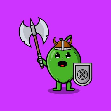 Şirin kawaii hindistan cevizi çizgi film karakteri. Çizgi film yüz vektör çizimlerinin farklı ifadeleri var.