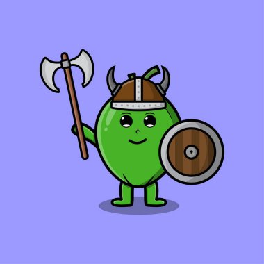 Şirin kawaii hindistan cevizi çizgi film karakteri. Çizgi film yüz vektör çizimlerinin farklı ifadeleri var.