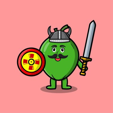 Şirin kawaii hindistan cevizi çizgi film karakteri. Çizgi film yüz vektör çizimlerinin farklı ifadeleri var.