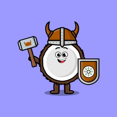 Şirin kawaii hindistan cevizi çizgi film karakteri. Çizgi film yüz vektör çizimlerinin farklı ifadeleri var.