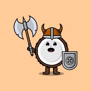 Şirin kawaii hindistan cevizi çizgi film karakteri. Çizgi film yüz vektör çizimlerinin farklı ifadeleri var.