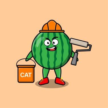 Şirin bir karpuz, üç boyutlu modern stil tasarımı olan bir karakter çizimi.