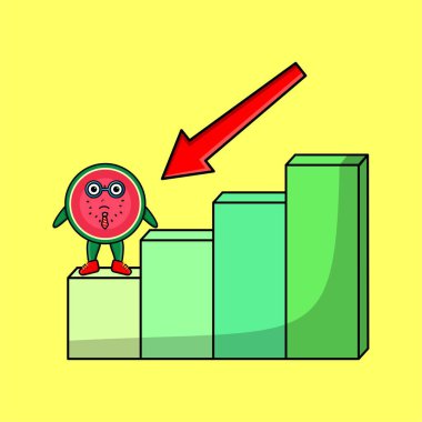 Karpuz sevimli iş adamı maskot karakteri deflasyon çizelgesi stili tasarımlı