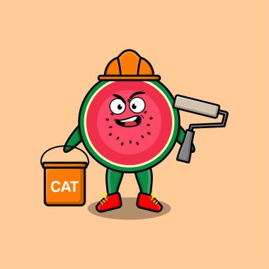 Şirin bir karpuz, üç boyutlu modern stil tasarımı olan bir karakter çizimi.