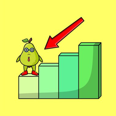 Armut meyveli sevimli iş adamı maskot karakteri deflasyon çizelgesi stili tasarımlı