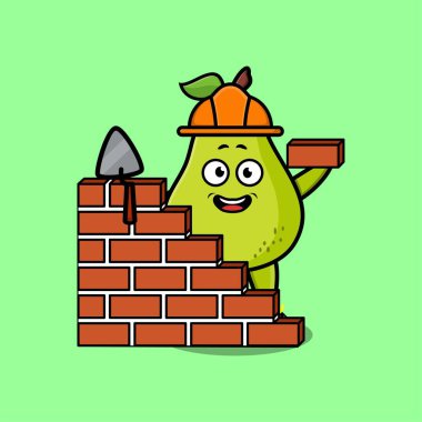 3 boyutlu modern stil tasarımında mason karakter rolünde şirin armut meyvesi.