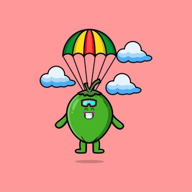 kawaii hindistan cevizi çizgi film karakteri farklı çizgi film yüz vektör çizimleri ile